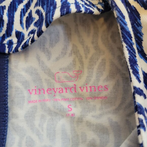 Vineyard Vines Blue White Print Dress S 7 8 Zebra Royal Ocean Stretch - Picture 3 of 6